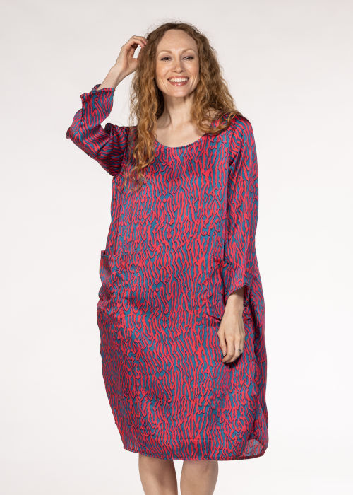 Nila Rubia shibori print bamboo silk Roshan dress - Red & Blue ...
